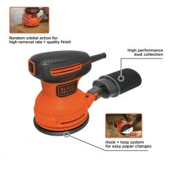 Black & Decker BDERO100 120V 2 Amp Brushed 5 In. Corded Random Orbit Sander -Black & Decker Sales Shop bdknbdero100 e