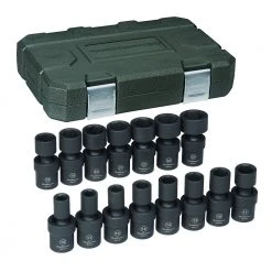 GearWrench 84939N 15-Piece 1/2 In. Drive 6-Point Metric Universal Impact Socket Set