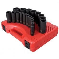 Sunex 2641 19-Piece 1/2 In. Drive Deep Well SAE Impact Socket Set