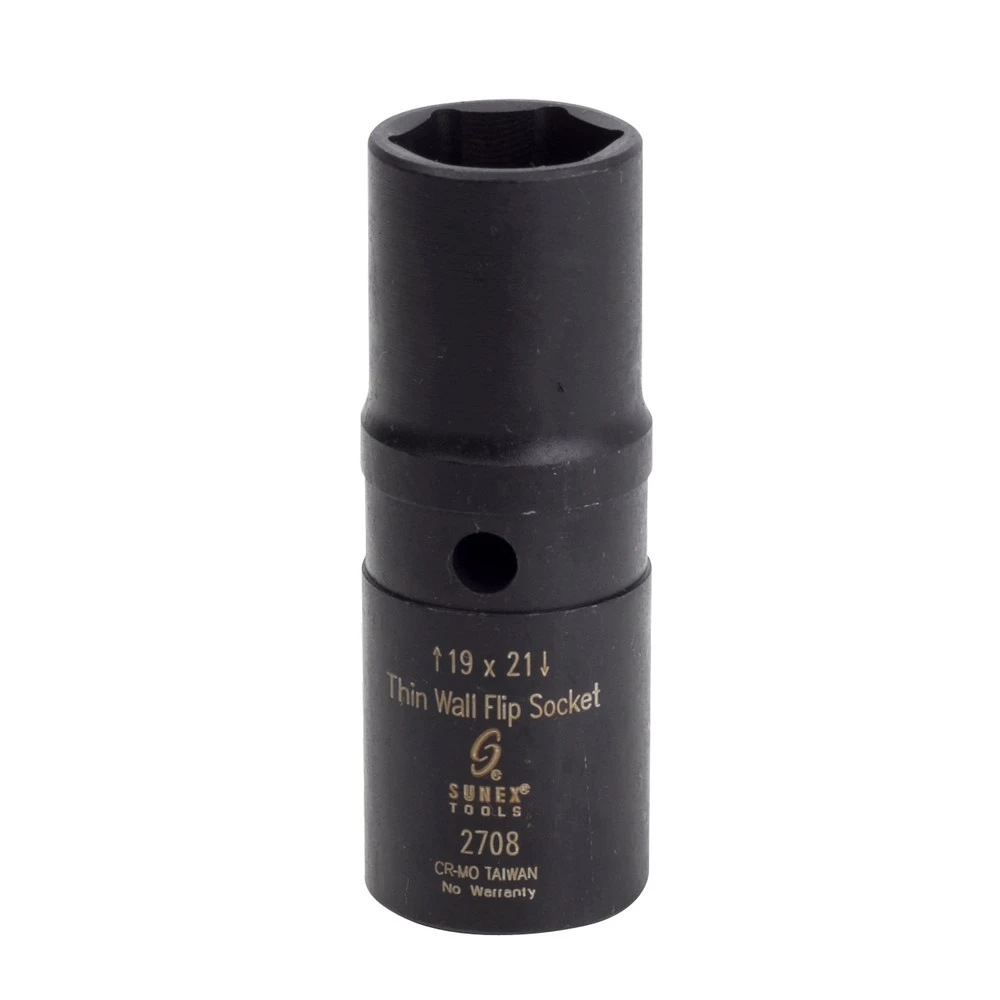 Sunex 2708 1/2 In. Drive 19mm X 21mm Metric Deep Well Thin Wall Flip Socket 2 Sunex 2708 1/2 In. Drive 19mm X 21mm Metric Deep Well Thin Wall Flip Socket