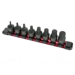 Sunex 3640 8-Piece 3/8 In. Drive Stubby Triple Square Impact Socket Bit Set